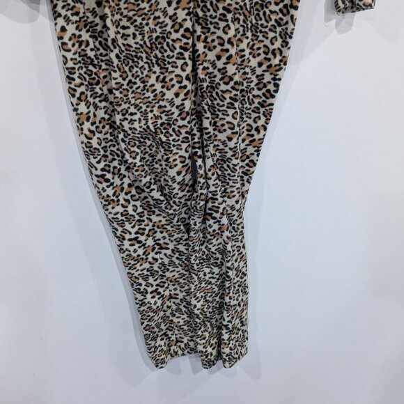 Loungeable Leopard Print Cat Fleece Onesie Pajamas Tan Black Size Large - Picture 3 of 5
